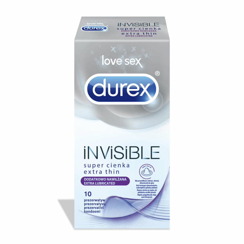 DUREX Invisible Extra Lubricated prezervatīvi, 10 gab. 2