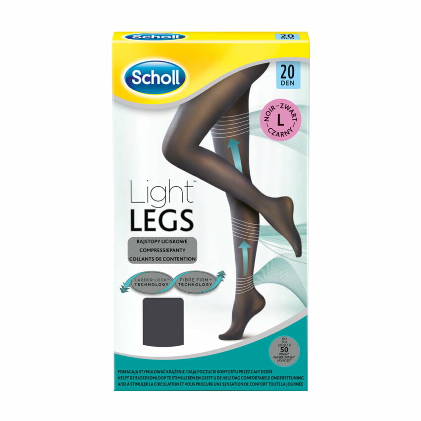 Scholl Light Legs kompresijas zeķubikses, L izmērs, 20 DEN, melnas 1