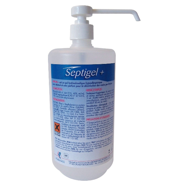 Gēls-dezinfektants "Septigel+" 1L rokām, ar alkohola pamatu, ar dozatoru 1