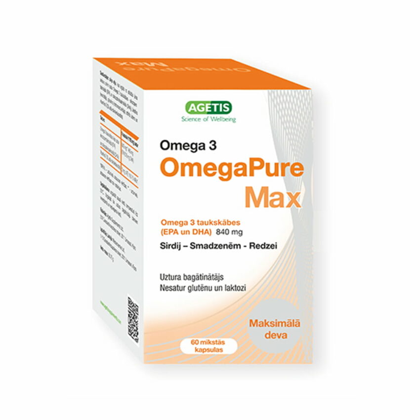 OmegaPure MAX 840 mg mīkstās kapsulas sirdij, smadzenēm, redzei, N60 1