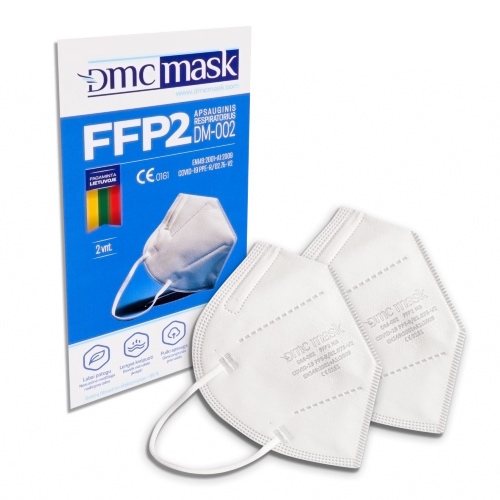 Respiratori ar FFP2 klases filtru bez vārsta 2 gab. DM-002/W, balts 1