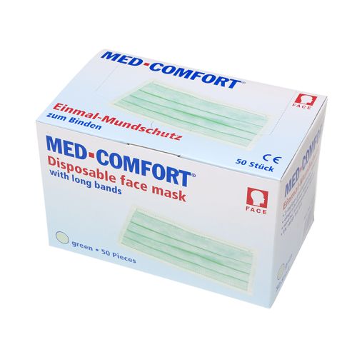 Маска медицинская для лица “MED Comfort” 50 штук, с резинками, зелёная 2