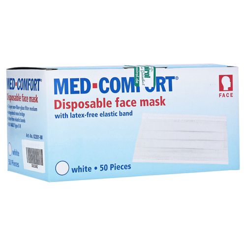 Маска медицинская для лица "MED Comfort" 50 штук, с резинками, белая 2