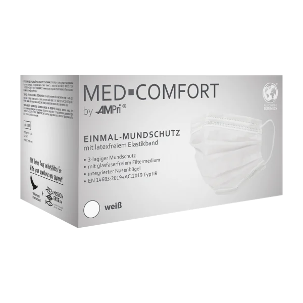 Маски "MED COMFORT" с эластичными резинками, 3-слойные