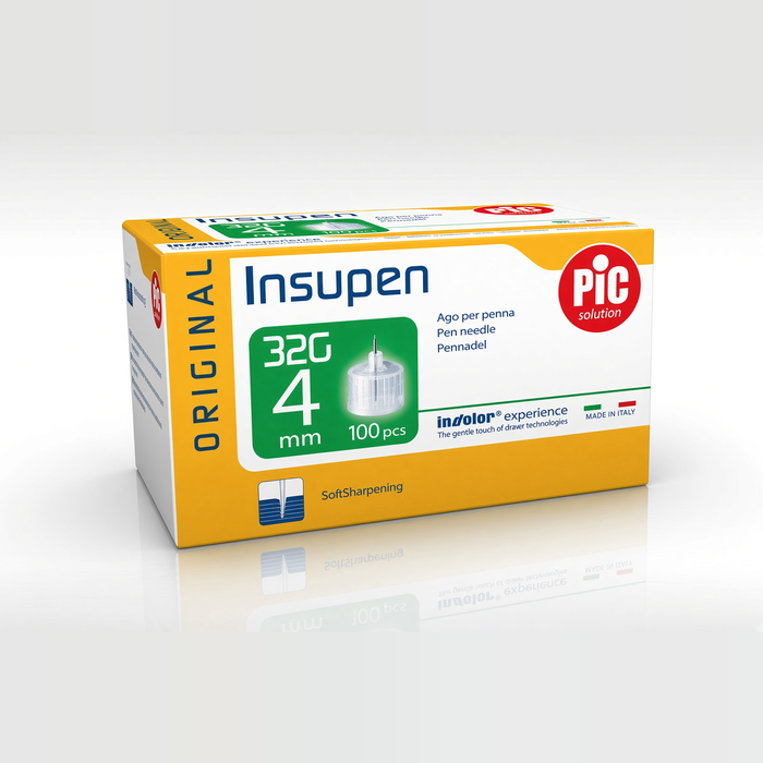 Pildspalvveida injektora adata "INSUPEN ORIGINAL" 32G x 4, 100 gab.